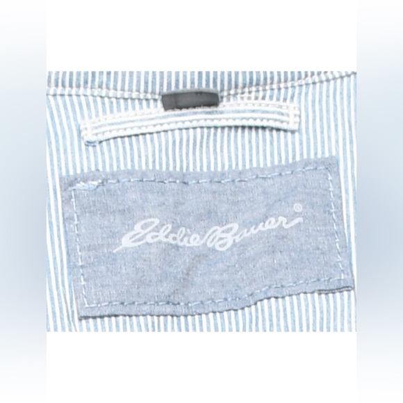 EDDIE BAUER | Light Blue Pin Stripped Lightweight Shirt Jean Jacket Button Up - Picture 4 of 15